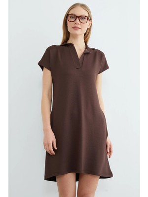 FullaModa Basic Polo Yaka Cepli Mini Boy Elbise