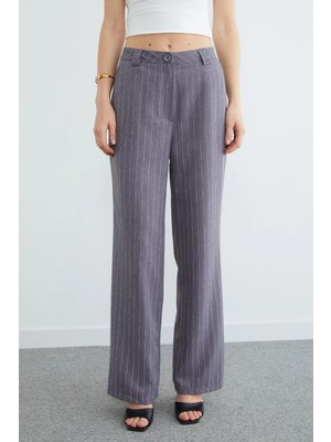 FullaModa Çizgili Yüksek Bel Palazzo Pantolon