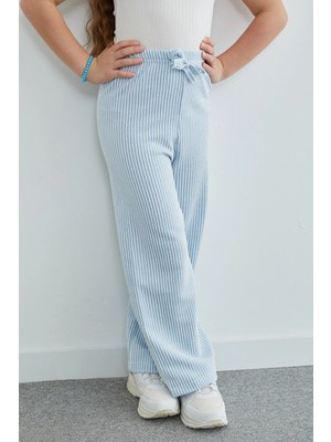 FullaModa Beli Lastikli Çizgili Palazzo Kız Çocuk Pantolon