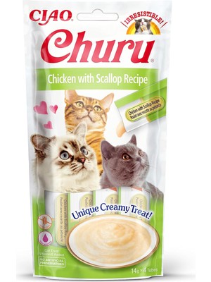 Braventa Collection Inaba Churu Lick-Able Puree The Cats Tavuk ve Tarak Paketi 4 x 14G Tüpler