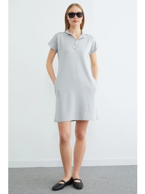 FullaModa Basic Polo Yaka Cepli Mini Boy Elbise