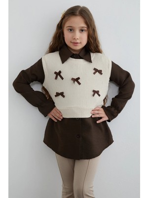 FullaModa Fiyonklu Süveterli Kız Çocuk 2 Li Takım