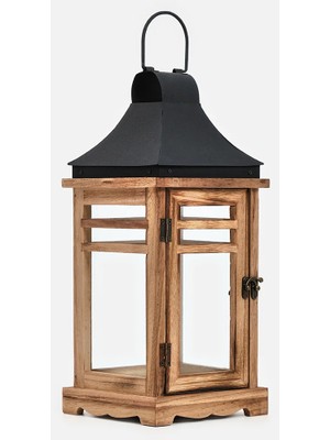 Ahşap Motifli Metal Mumluk (15.5 x 15.5 x 37)