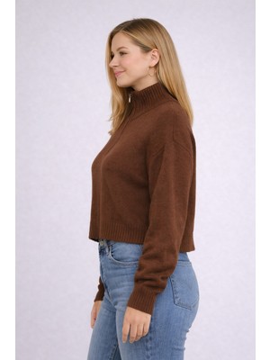 Modaplaza Kadın Fermuarlı Polo Yaka Kazak 6217