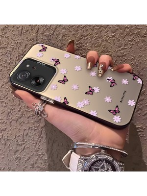 HONTINGA Xiaomi Mi 13T Pro ile Uyumlu Kılıfı Silikon Kenar Sert Arka Düşüme Önleyici Basitlik Anti Düşme Kamera Korumali Küçük Kelebek Desen Telefon Kılıfı Kadın ve Erkek Için Uygundur K1-0718