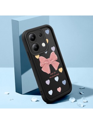 HONTINGA Xiaomi Redmi Note 13 ile Uyumlu Kılıfı Düşüme Önleyici Basitlik Anti Düşme Kamera Korumali Leopar Kalp Desen Siyah Yumuşak Silikon Telefon Kılıfı Kadın ve Erkek Için Uygundur K2-0406