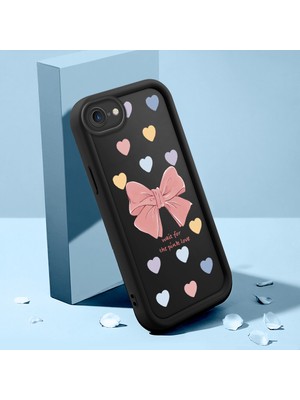 HONTINGA iPhone 7 ile Uyumlu Kılıfı Düşüme Önleyici Basitlik Anti Düşme Kamera Korumali Leopar Kalp Desen Siyah Yumuşak Silikon Telefon Kılıfı Kadın ve Erkek Için Uygundur K2-0406