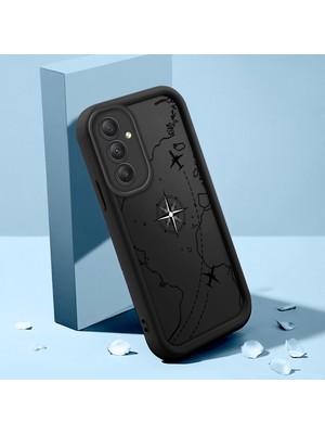 HONTINGA Samsung Galaxy A54 ile Uyumlu Kılıfı Düşüme Önleyici Basitlik Anti Düşme Kamera Korumali Uçak Desen Siyah Yumuşak Silikon Telefon Kılıfı Kadın ve Erkek Için Uygundur K2-0401