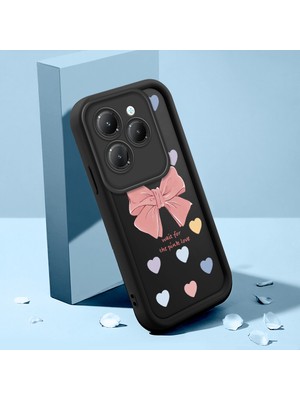 HONTINGA Infinix Hot 40 ile Uyumlu Kılıfı Düşüme Önleyici Basitlik Anti Düşme Kamera Korumali Leopar Kalp Desen Siyah Yumuşak Silikon Telefon Kılıfı Kadın ve Erkek Için Uygundur K2-0406