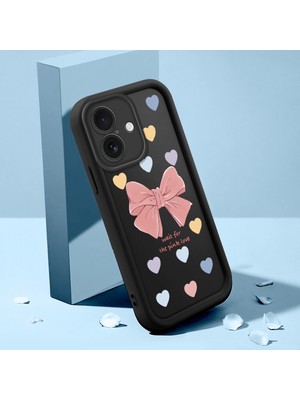 HONTINGA iPhone 16 ile Uyumlu Kılıfı Düşüme Önleyici Basitlik Anti Düşme Kamera Korumali Leopar Kalp Desen Siyah Yumuşak Silikon Telefon Kılıfı Kadın ve Erkek Için Uygundur K2-0406