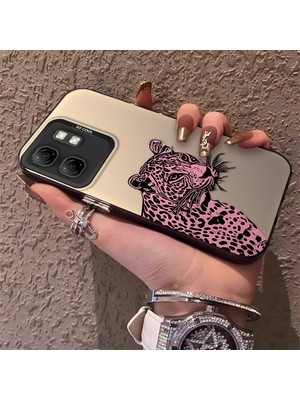 HONTINGA Infinix Smart 9 ile Uyumlu Kılıfı Silikon Kenar Sert Arka Düşüme Önleyici Basitlik Anti Düşme Kamera Korumali Pembe Leopar Desen Telefon Kılıfı Kadın ve Erkek Için Uygundur K1-0720