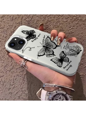 HONTINGA iPhone 14 ile Uyumlu Kılıfı Silikon Kenar Sert Arka Düşüme Önleyici Basitlik Anti Düşme Kamera Korumali Kelebek Desen Telefon Kılıfı Kadın ve Erkek Için Uygundur K1-0719