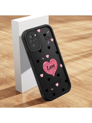 HONTINGA Xiaomi Redmi Note 10S ile Uyumlu Kılıfı Düşüme Önleyici Basitlik Anti Düşme Kamera Korumali Kalp Desen Siyah Yumuşak Silikon Telefon Kılıfı Kadın ve Erkek Için Uygundur K2-0400