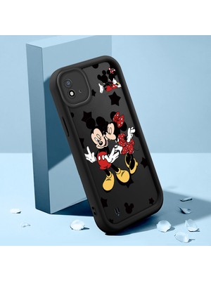 HONTINGA Realme C11 2021 ile Uyumlu Kılıfı Düşüme Önleyici Basitlik Anti Düşme Kamera Korumali Mickey ve Minnie Desen Siyah Yumuşak Silikon Telefon Kılıfı Kadın ve Erkek Için Uygundur K2-0399