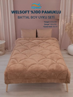 Uysal Yorgan Welsoft Akfil Midye Desen Battal Boy Uyku Seti