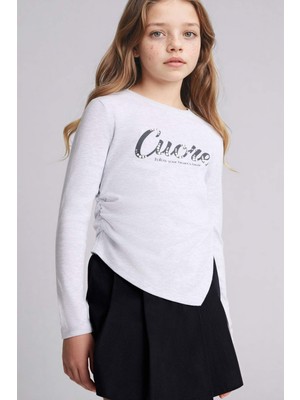 DeFacto Baskılı Ribana Tişört Kız Çocuk G8463A826SP