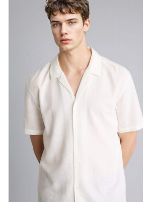 DeFacto Polo Yaka Keten Karışımlı Kısa Kollu Gömlek G1498AX26SP