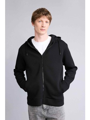 DeFacto Relax Fit Kapüşonlu İçi Yumuşak Tüylü Kalın Kumaş Hırka D7599AX26SP