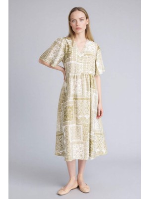 DeFacto A Kesim Desenli Midi Elbise G8284AX26SM