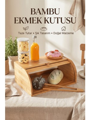 Feyza Design Bambu Ekmek Saklama Kutusu, Rulo ve Ekmeklik, Şık ve Pratik Tasarım