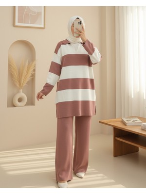 Modamorfo V Yaka Pantolonlu Triko Takım -G.kurusu