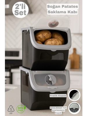 Feyza Design Çiftli Çok Amaçlı Plastik Saklama Kutusu 12 Litre Gri