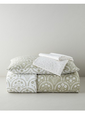 English Home Garden Veil Kolay Ütülenir Çarşaflı Tek Kişilik Nevresim Takımı 160x220 cm Yağ Yeşili