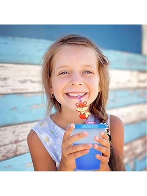 Pipeti 4 Adet Şekilli-Uzun Kıvrımlı ve Figürlü Renkli Plastik Pipet Seti 26 cm Rahat Kullanım