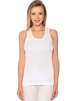 Tutku Kadın Beyaz Ribana Atlet Dokuma Kumaş ile Yazlık Kullanım için Rahat ve Nefes Alabilir