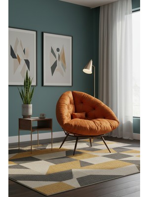 AVYNA Luxury Exclusive Lounge Tekli Koltuk Berjer | Premium Tv & Dinlenme Koltuğu | Premium Kumaş - Turuncu