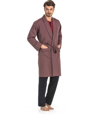 Pierre Cardin Bordo 5 Li Uzun & Şortlu Pijama Robdöşambır Erkek Çeyiz Seti Özel Tasarım