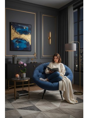 AVYNA Emirates Elite Collection Tekli Koltuk Berjer | Premium Tv & Dinlenme Koltuğu | Üst Kalite Kumaş - Lacivert