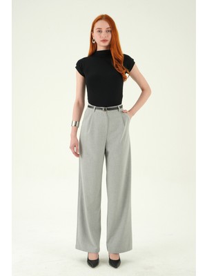 Rays 8399A Ön Pileli Kemerli Pantolon Gri