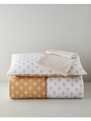 English Home Petal Bouquet Kolay Ütülenir Çarşaflı Tek Kişilik Nevresim Takımı 160x220 cm Hardal