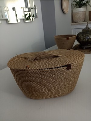 Feyza Design Çok Amaçlı Hasır Sepet, Kapaklı Ekmek ve Saklama Sepeti