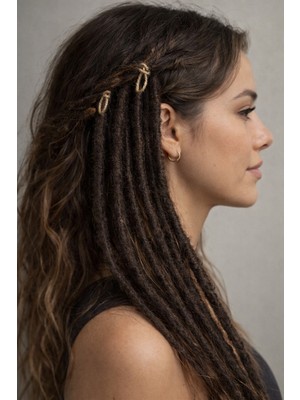 Yk Geçici Rasta Saç Seti | El Yapımı Kahverengi Dreadlock | Örgüye Takılabilir Bohem Saç Aksesuarı