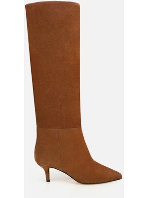 Hotiç Kadın Süet Taba İnce Topuklu Çizme