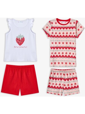 Penti Kırmızı Kız Çocuk Berrylicious Pamuklu 2'li Pijama Takımı