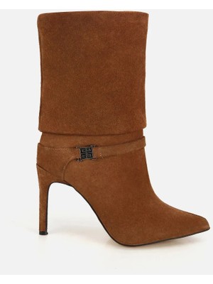 Hotiç Kadın Süet Deri Taba Toka Detaylı Bilekte İnce Topuklu Bot