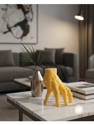 Nacario Mey Ithalat® 3D Dekoratif Sarı El Obje 17X16 cm ve Dikkat Çekici Tasarım