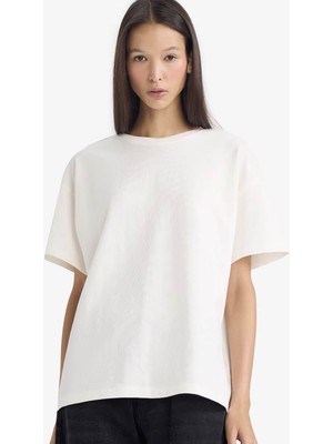 DeFacto Oversize Bisiklet Yaka Kısa Kollu Tişört E4935AX26SP