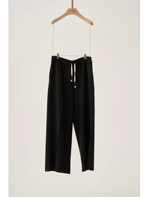 ALLDAY Siyah-Pamuklu Nervürlü Eşofman Altı