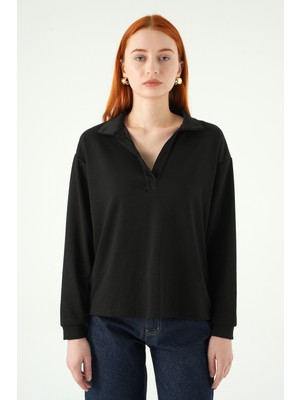 Rays 8275A Gömlek Yaka Sweat Siyah