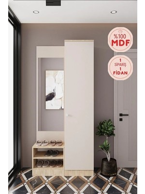 Evora 12-P Modern Portmanto Askılı Vestiyer Vizon - Lefkas