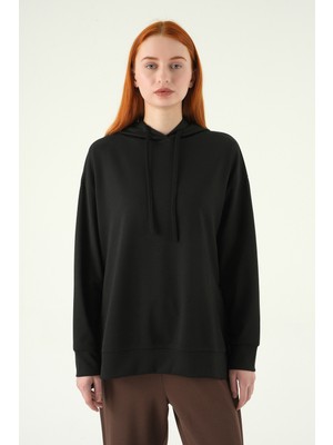 Rays Siyah Kapüşonlu Tunik 8309A