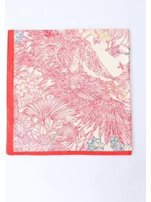 Jimmy Key Karışık Çiçek Desenli Şerit Detaylı Eşarp