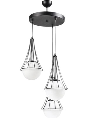 Elizim Home Lighting Lilyum 3'lü Beyaz Cam'lı Sarkıt Avize