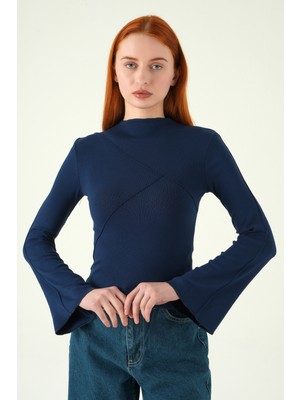 Rays Laci Bisiklet Yaka Ön Çimalı Bluz 8238A