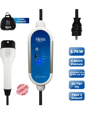 Hims HCTK-G-3 3.7kW Ev Tipi Taşınabilir Elektrikli Araç Şarj İstasyonu
