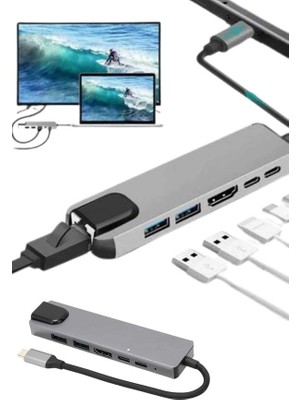 İsmiyle Al USB Type-C Hub Dönüştürücü Çevirici Çoklayıcı Macbook Çevirici 8 Portlu